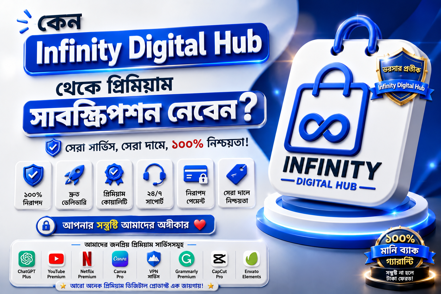 প্রিমিয়াম ডিজিটাল সার্ভিস কেনার জন্য কেন বেছে নেবেন Infinity Digital Hub?